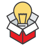 lightbulb in an open red and gray box
